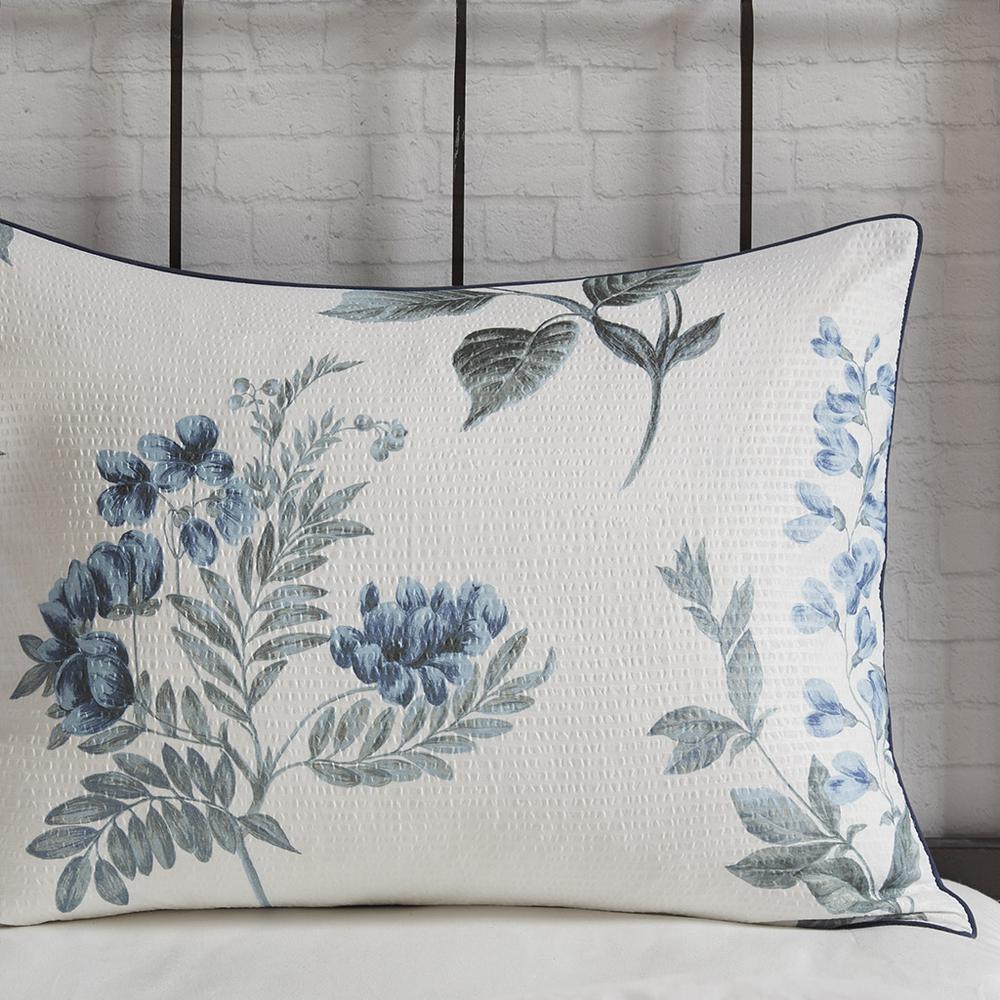 Floral Seersucker 7 Piece Comforter Set with Throw Blanket, Belen Kox