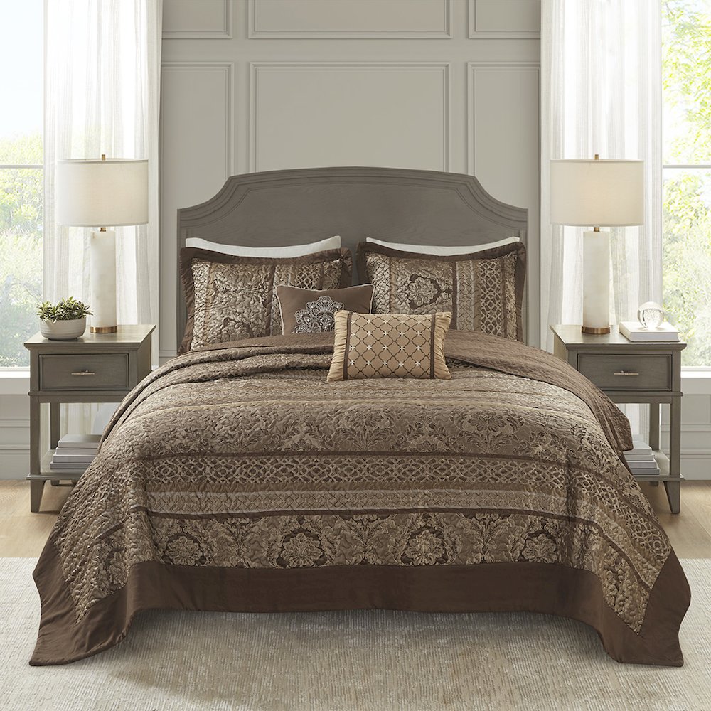 5 Piece Reversible Jacquard Bedspread Set