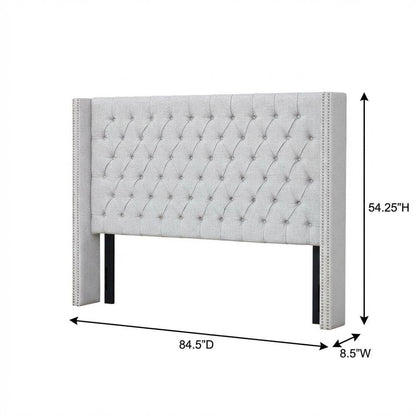 Gray Upholstery Headboard with Plywood Frame and Metal Legs for Bedroom