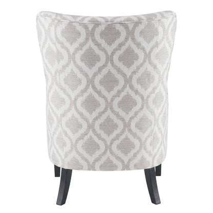Grey Wingback Accent Chair with Arianna Pattern and Comfortable Design