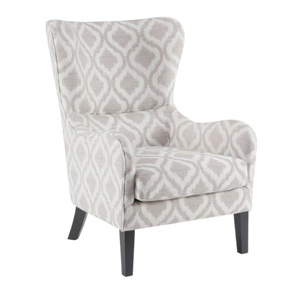 Grey Wingback Accent Chair with Arianna Pattern and Comfortable Design