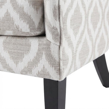 Grey Wingback Accent Chair with Arianna Pattern and Comfortable Design