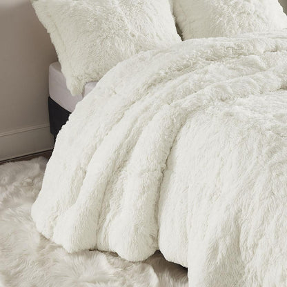 Shaggy Faux Fur Comforter Set - Ivory, Belen Kox