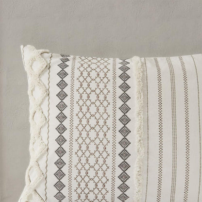 Charming Ivory Aztec Print Cotton Comforter Set, Belen Kox