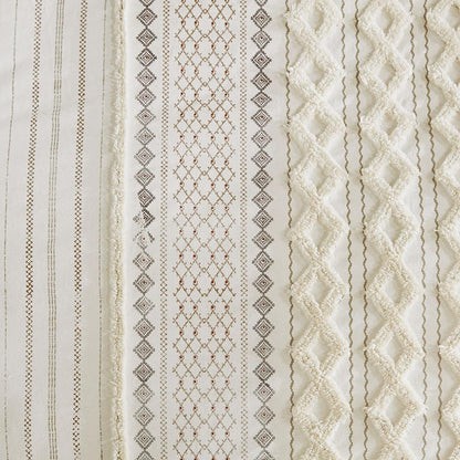 Charming Ivory Aztec Print Cotton Comforter Set, Belen Kox