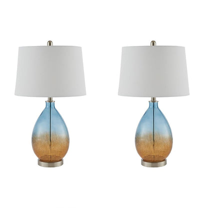 Cortina Blue Glass Table Lamp Set, Belen Kox