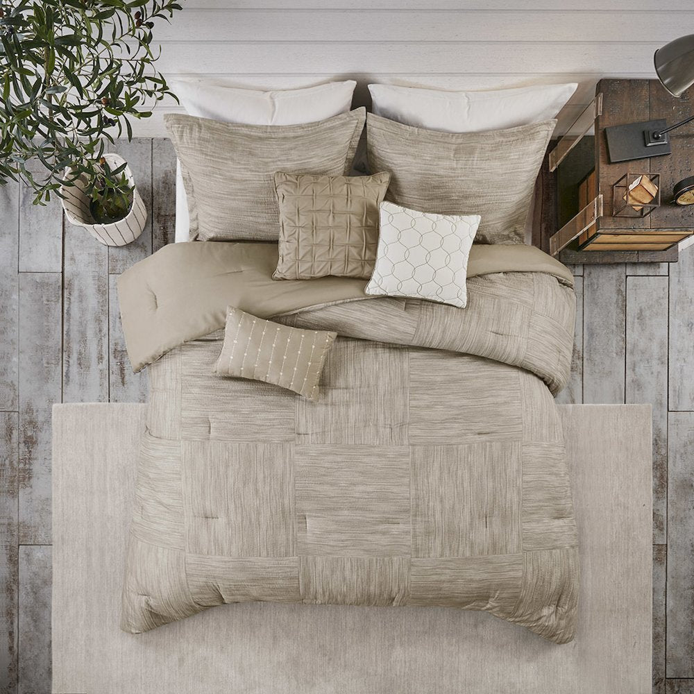 7 Piece Printed Seersucker Comforter Set