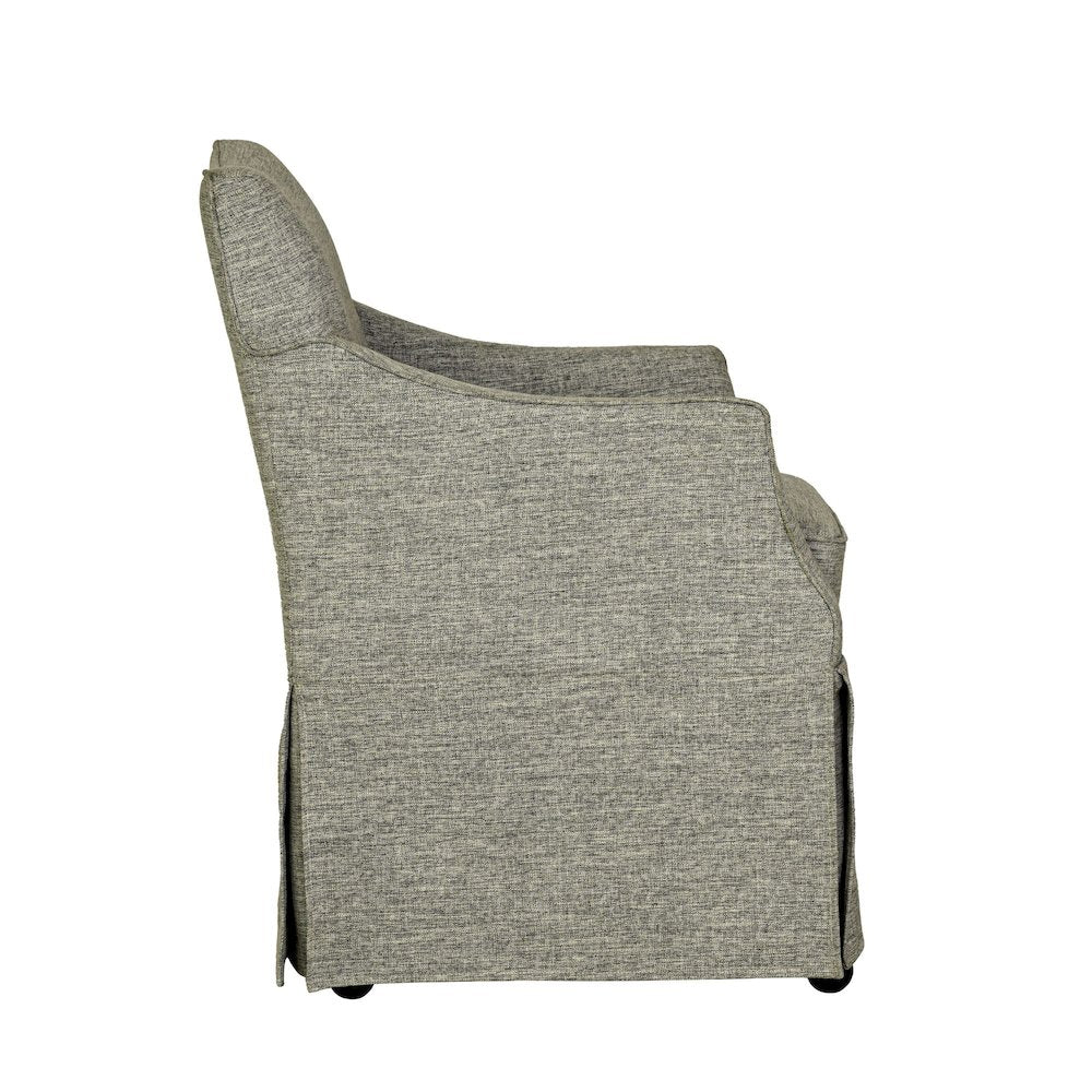 Upholstered Skirted Dining Arm Chair with Hidden Casters