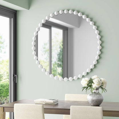 Beaded Round Wall Mirror 36"D