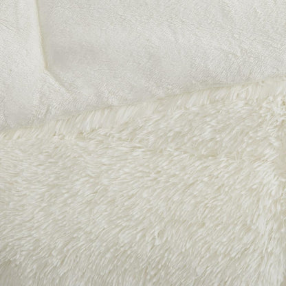 Shaggy Faux Fur Comforter Set - Ivory, Belen Kox