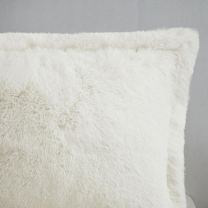 Shaggy Faux Fur Comforter Set - Ivory, Belen Kox