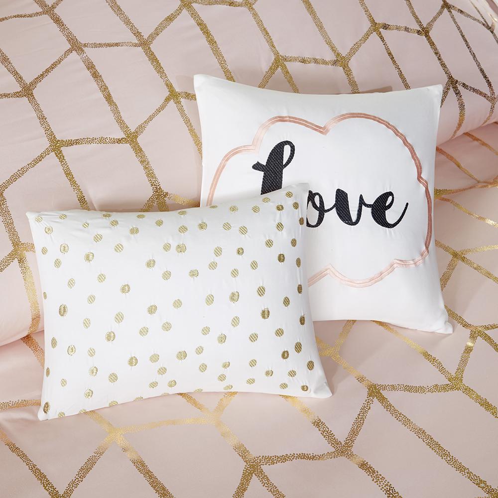 Blush & Gold Geometric Comforter Set, Belen Kox