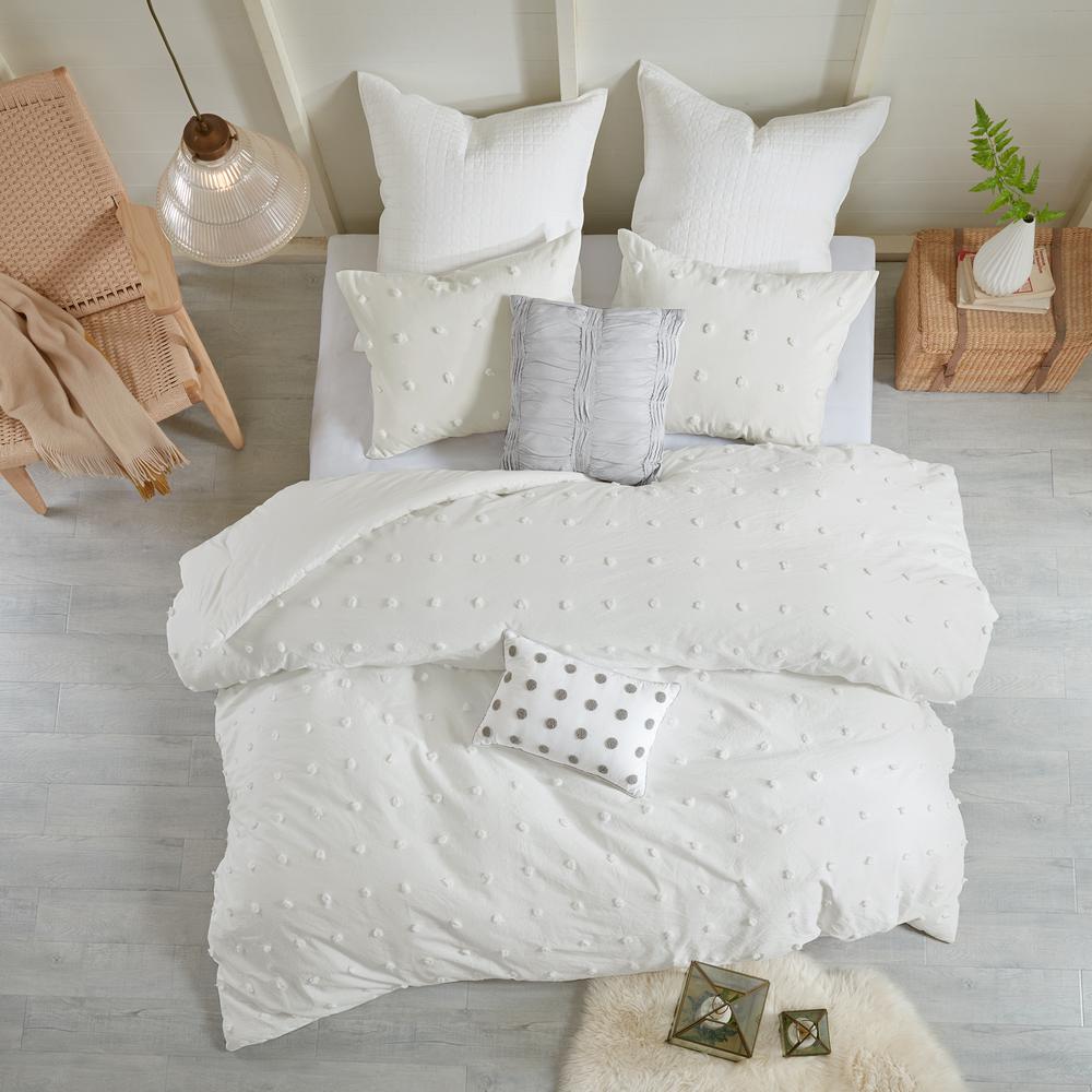 Cotton Jacquard Comforter Set with Euro Shams and Throw Pillows