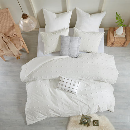 Cotton Jacquard Comforter Set with Euro Shams and Throw Pillows