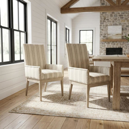 Brown Farmhouse Armchair Set of 2 with Comfortable Design and Sturdy Construction