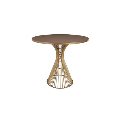 Brown Round Dining Table with Solid Metal Frame for Kitchen or Dining