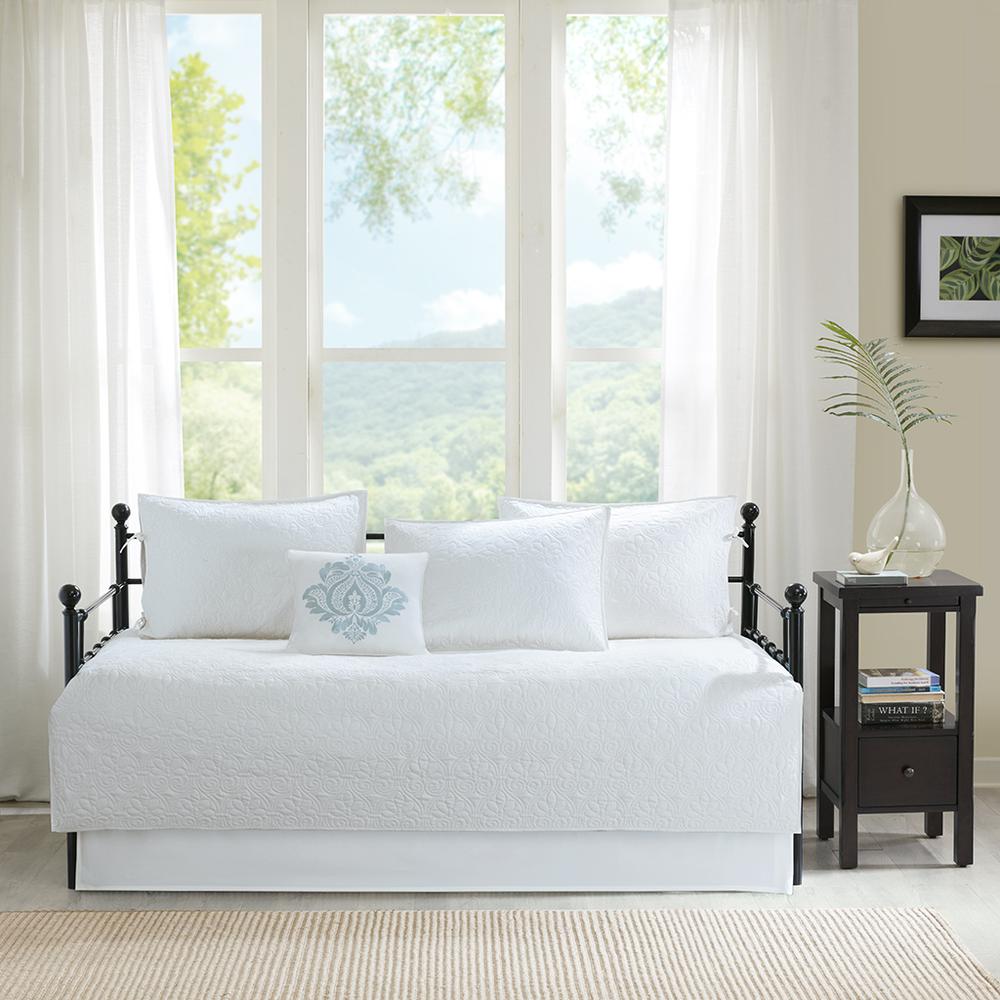Quebec 6 Piece Reversible Daybed Cover Set, White color