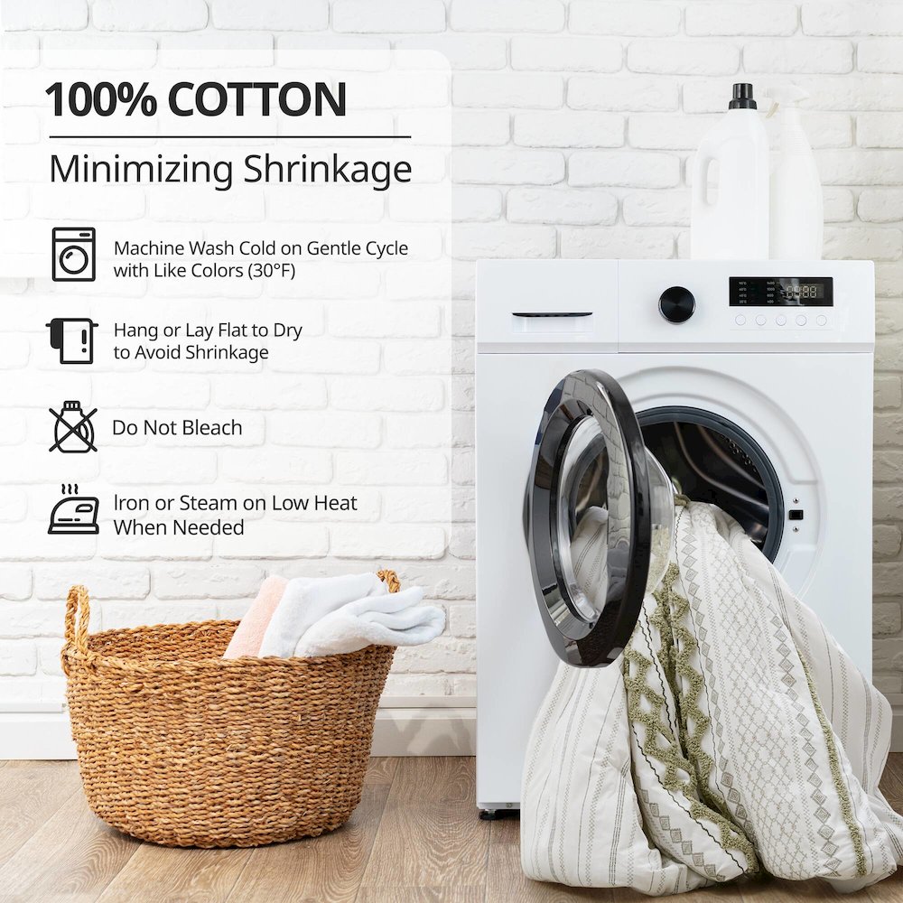 Cotton Printed Curtain Panel with Chenille Stripe and Lining