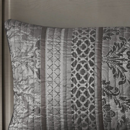 6 Piece Jacquard Quilt Set with Throw Pillows