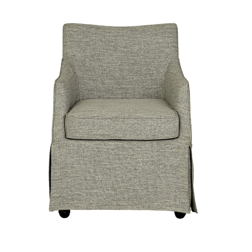 Upholstered Skirted Dining Arm Chair with Hidden Casters