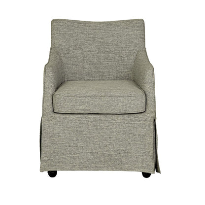 Upholstered Skirted Dining Arm Chair with Hidden Casters