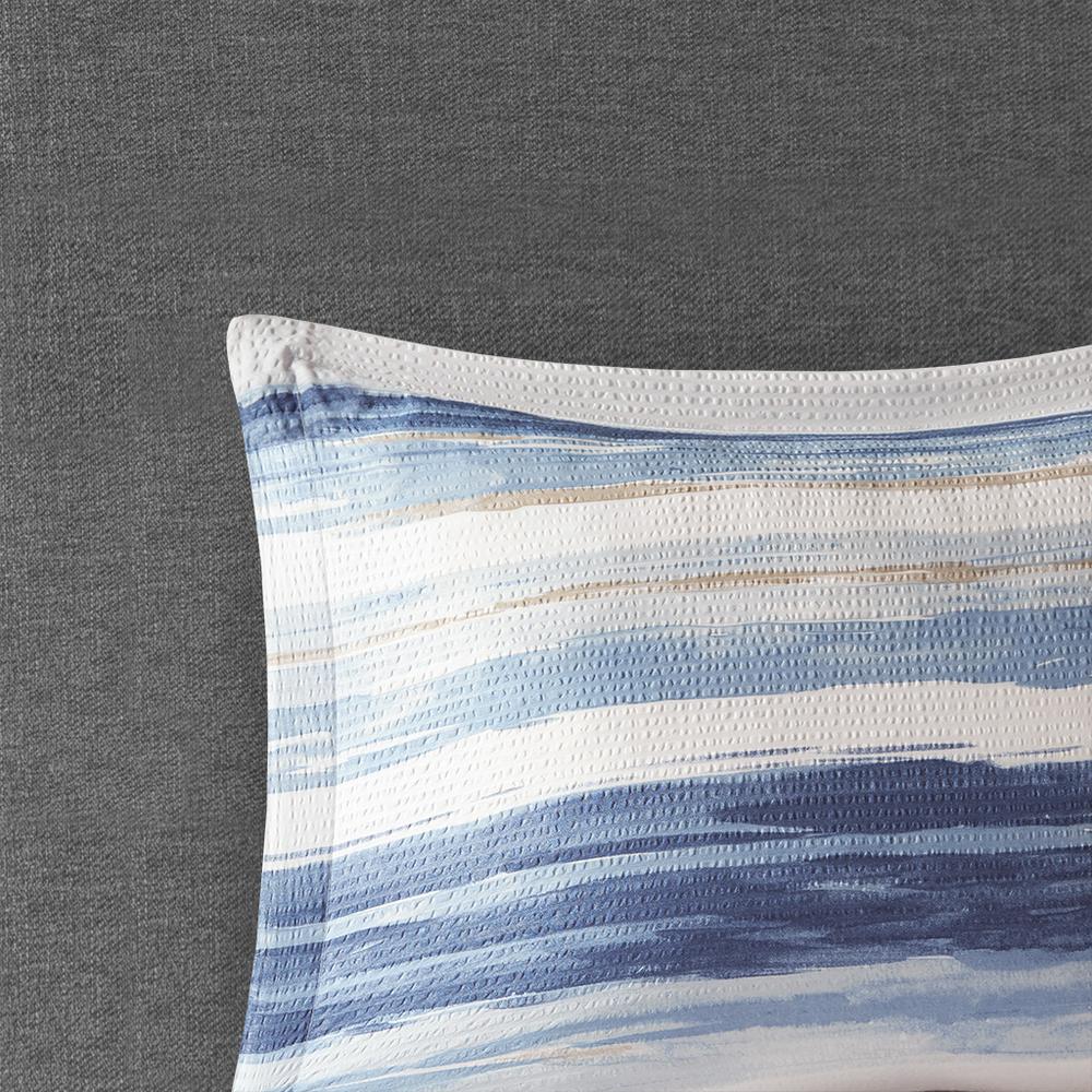 Serene Watercolor Stripe Seersucker Comforter Set, Belen Kox