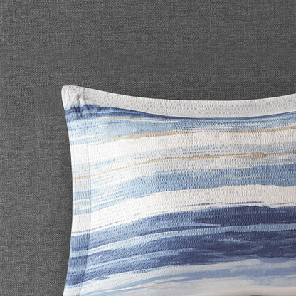 Serene Watercolor Stripe Seersucker Comforter Set, Belen Kox