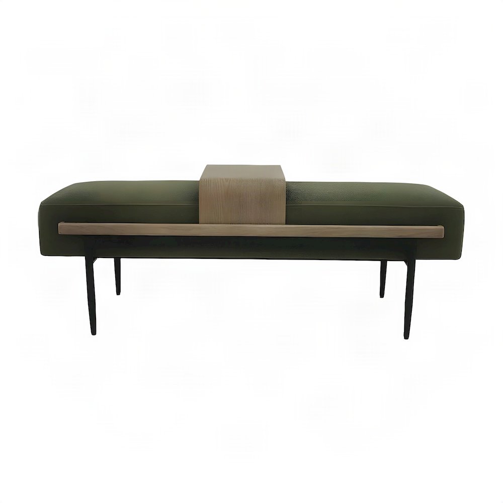 Perry Fabric Cocktail Ottoman with Slide-Out Serving Tray, Green