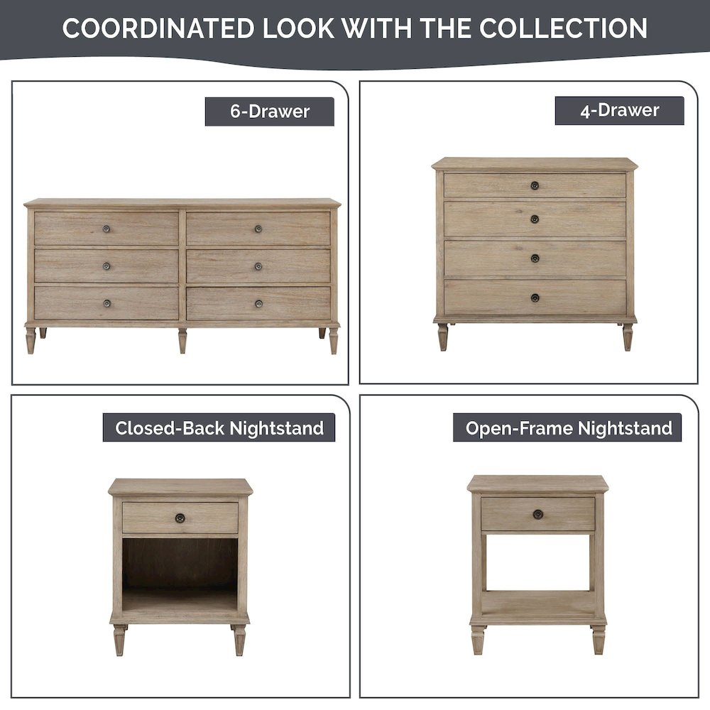 Victoria 4-drawer wood dresser (40"), Antique Cream color