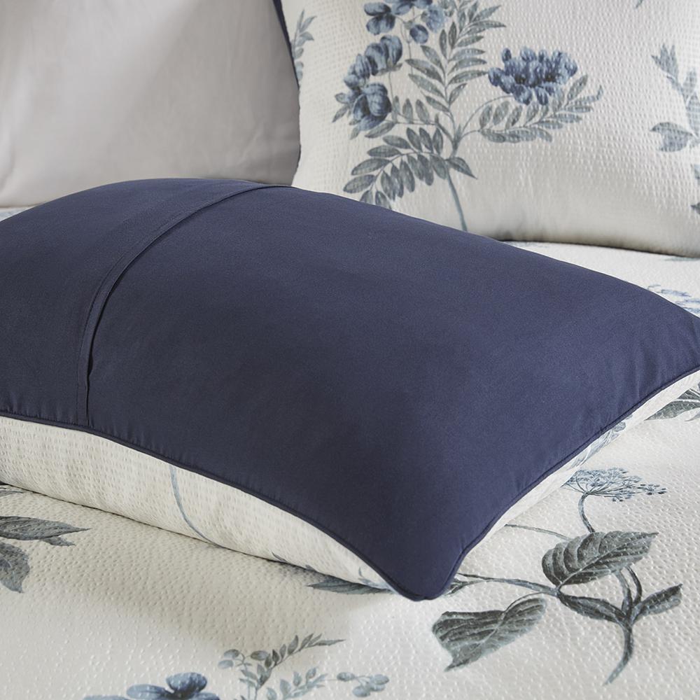 Floral Seersucker 7 Piece Comforter Set with Throw Blanket, Belen Kox