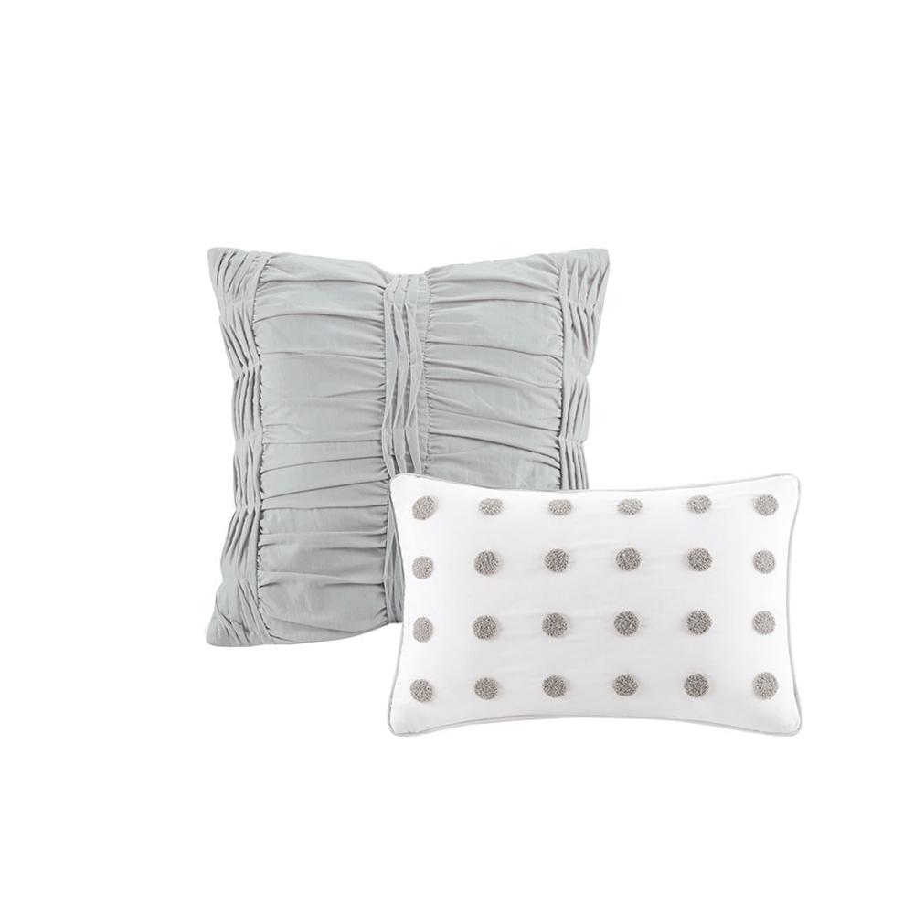 Cotton Jacquard Comforter Set with Euro Shams and Throw Pillows