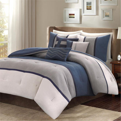Blue Microsuede 7-Piece Comforter Set, Belen Kox