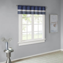 Navy Pintuck Striped Window Valance, Belen Kox