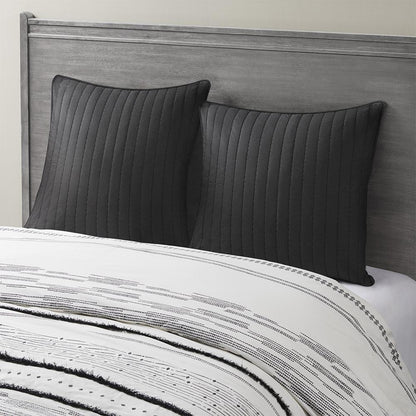 Camila Cotton Quilted Euro Sham, Black color