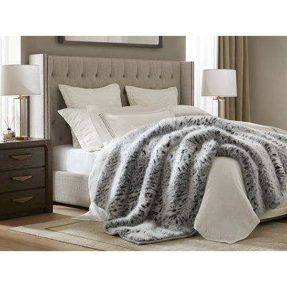 Botswana Animal Print Faux Fur Throw Blanket, Snow Leopard color