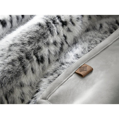 Botswana Animal Print Faux Fur Throw Blanket, Snow Leopard color