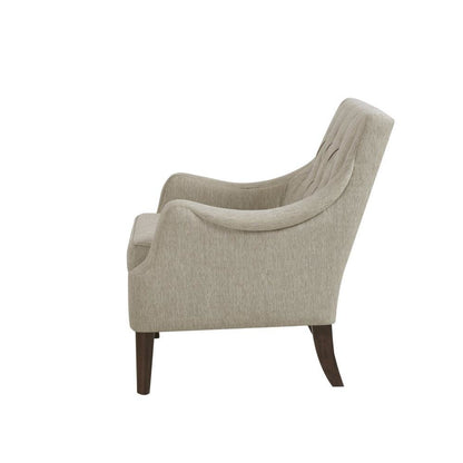 Beige Accent Chair with Solid Wood and Plywood Frame, Modern Armchair