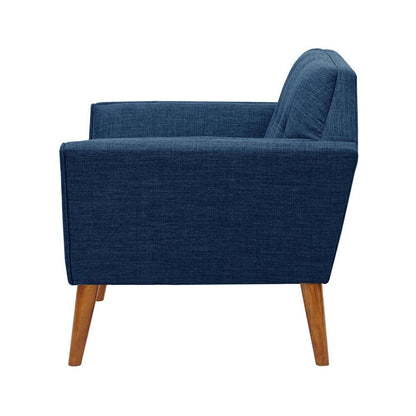 Blue Upholstered Accent Chair with Solid Wood Frame, Comfortable Armchair