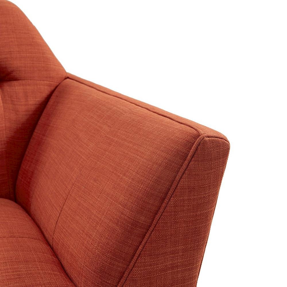 Orange Accent Chair with Solid Wood and Plywood Frame for Living Room
