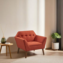 Orange Accent Chair with Solid Wood and Plywood Frame for Living Room