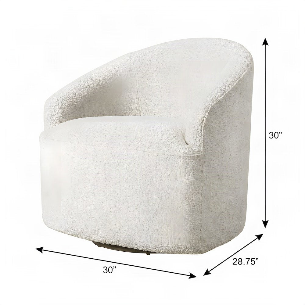 Upholstered Swivel Accent Chair with Solid Wood Frame, 360-Degree, Cream