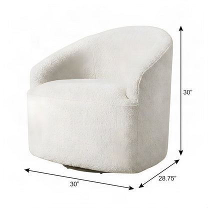 Upholstered Swivel Accent Chair with Solid Wood Frame, 360-Degree, Cream