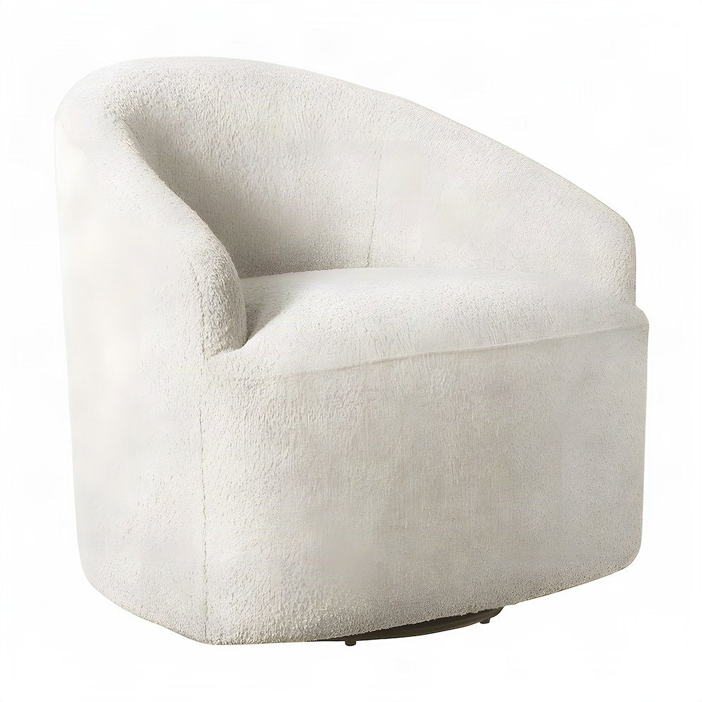 Upholstered Swivel Accent Chair with Solid Wood Frame, 360-Degree, Cream