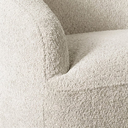 Upholstered Swivel Accent Chair with Solid Wood Frame, 360-Degree, Cream