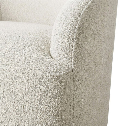 Upholstered Swivel Accent Chair with Solid Wood Frame, 360-Degree, Cream