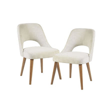 Beige Upholstered Side Chairs with Rubber Wood Legs – Set of 2 for Dining