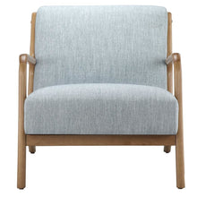 Blue Accent Chair with Rubber Solid Wood Frame for Living Room and Bedroom