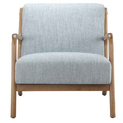 Blue Accent Chair with Rubber Solid Wood Frame for Living Room and Bedroom