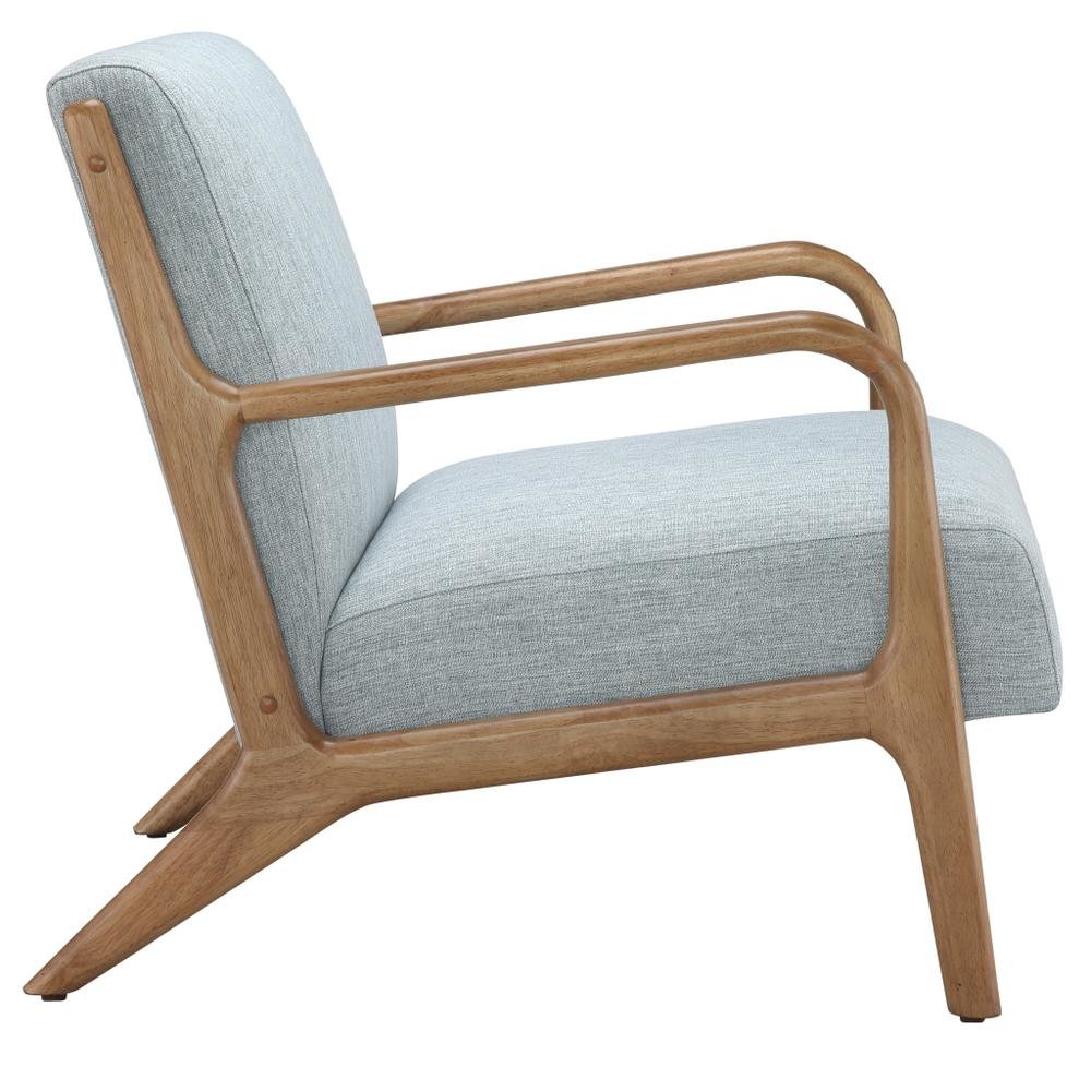 Blue Accent Chair with Rubber Solid Wood Frame for Living Room and Bedroom