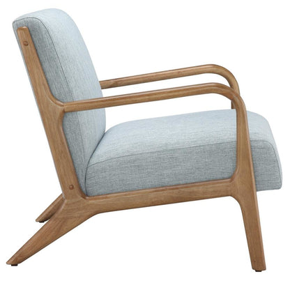 Blue Accent Chair with Rubber Solid Wood Frame for Living Room and Bedroom